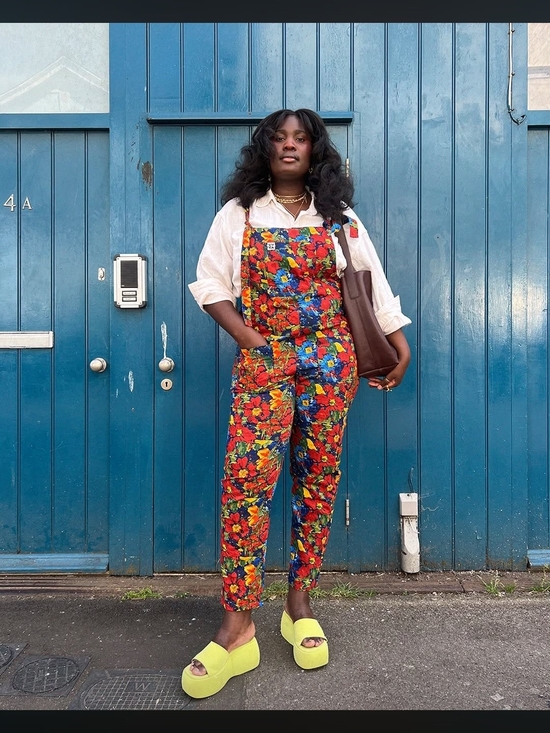 Lucy & Yak Pants - Lucy & Yak Red Floral Cotton Dungaree Jumpsuit